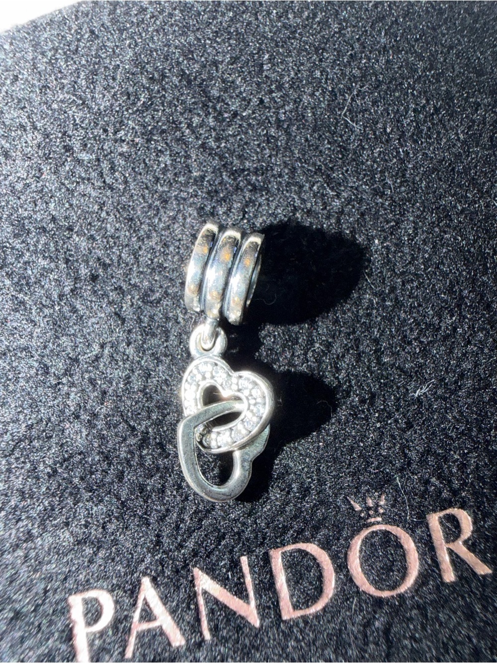 Pandora Silver Interlocking Heart Dangle Charm - Silver